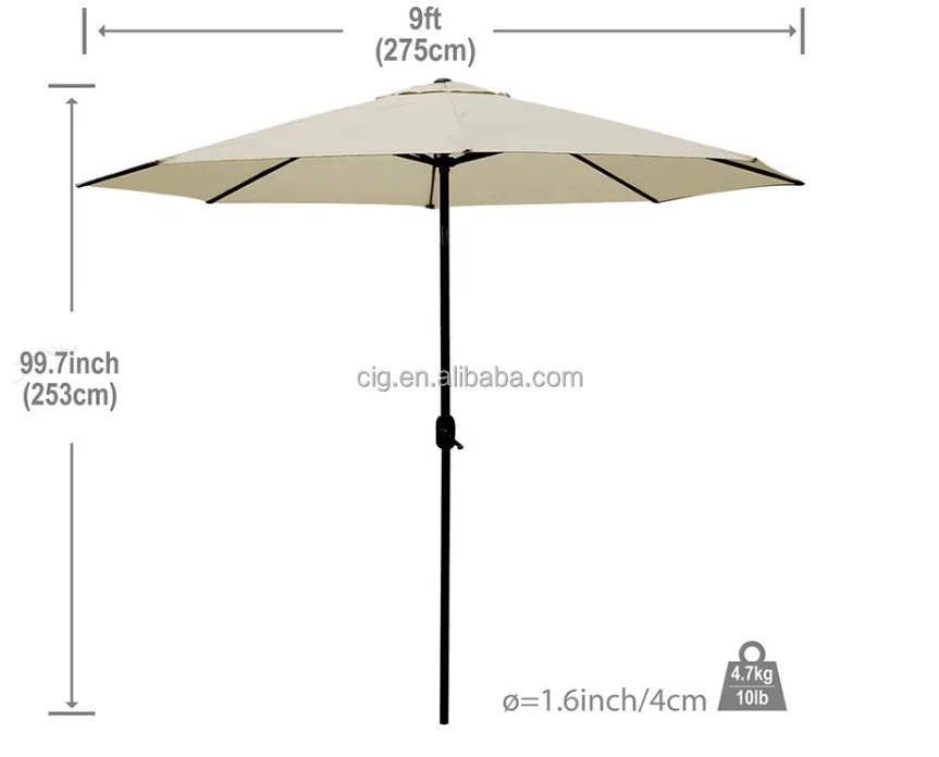 waterproof outdoor garden patio Umbrella With Push Button Tilt And Crank,market umbrella Parasols with base