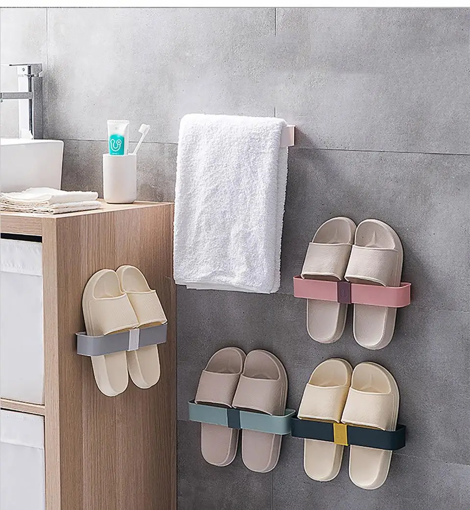 high quality Wall mounted shoe rack non perforated bathroom porch storage rack Nordic style slipper rack simple daily