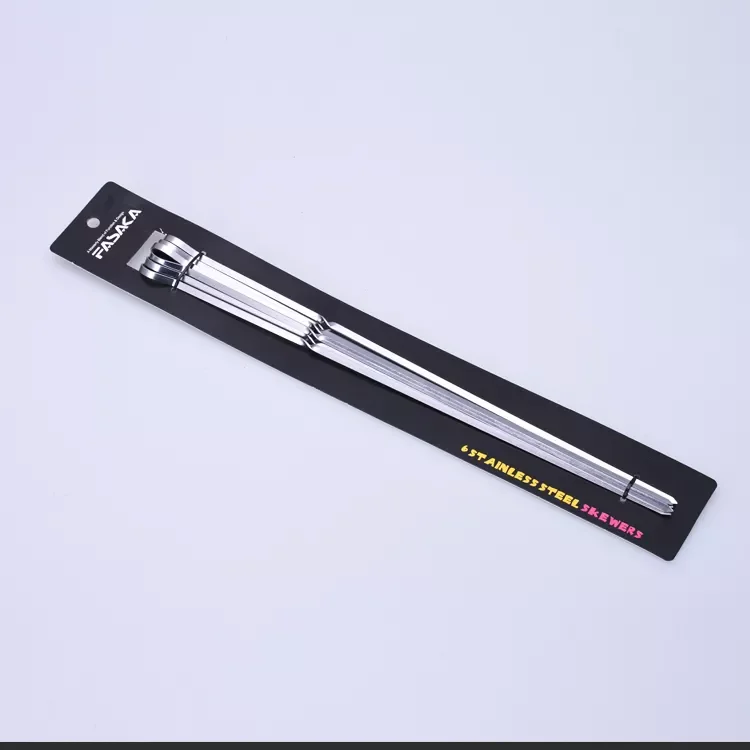 Wholesales Stainless Steel Meat BBQ Skewer 6PCS Camping Oven Barbecue Tools BBQ Kebab Roasting Skewer