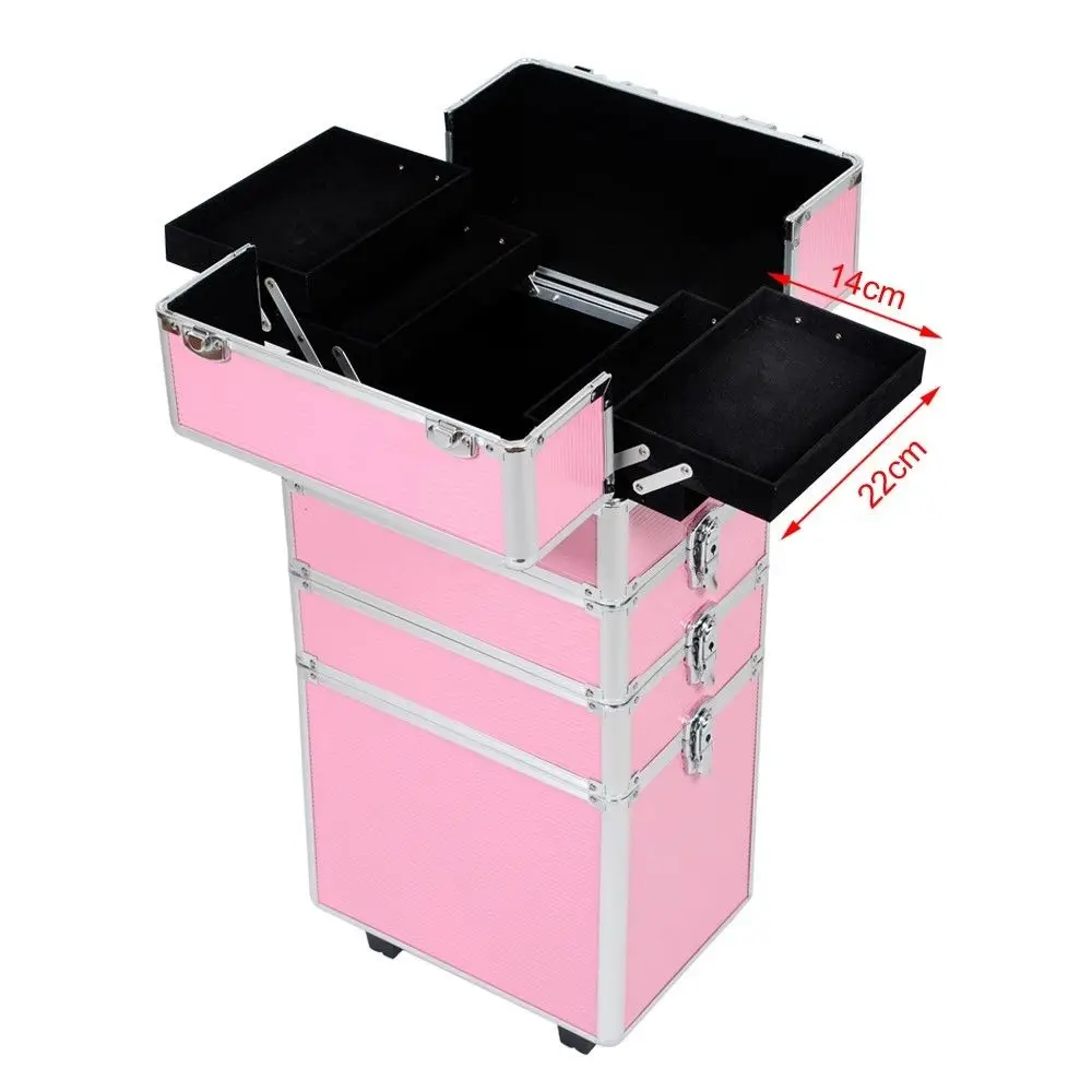 4 in 1 Makeup Nail Case Vanity Hairdressing Cosmetics Beauty Box Trolley