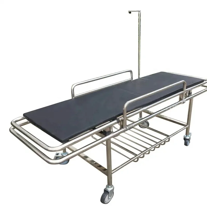 stainless steel back lift medical patient emergency transfer stretcher trolley with mattress