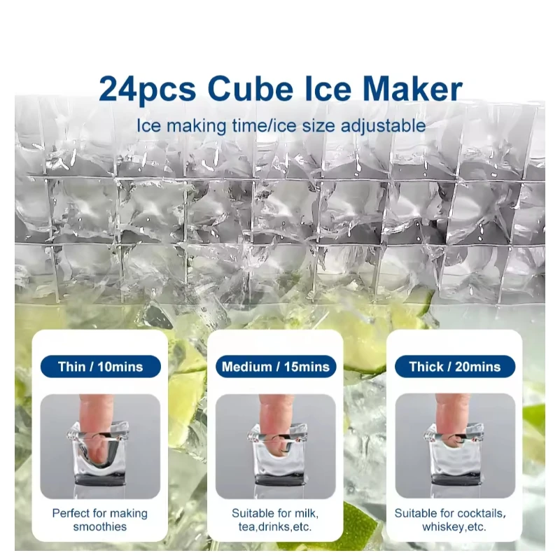 Mini Home Portable Cold Water Countertop Ice Making Stainless Steel Ice Maker With Led Scream