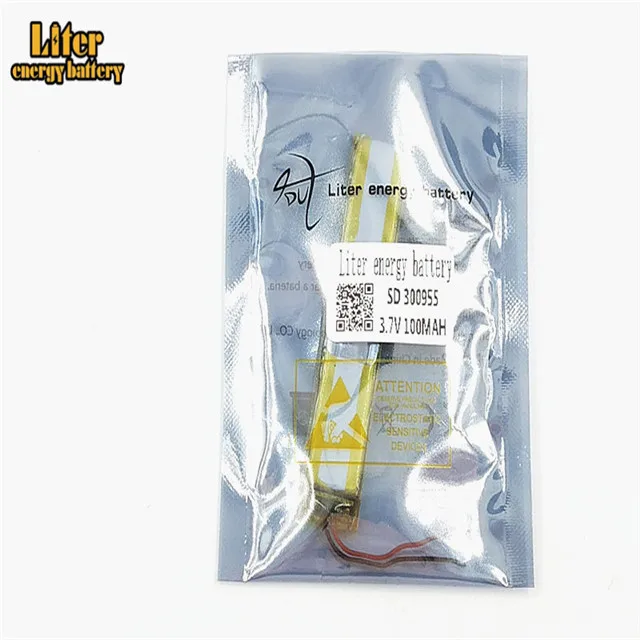 Rechargeable Lithium Battery Li Polymer battery 3.7v 100mah 300955 miners lamp battery