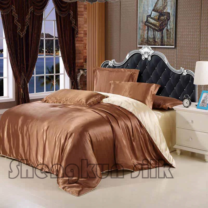 100% шелк тутового постельных принадлежностей простыни лаванда фиолетовый цвет пододеяльник плоский лист королева размер