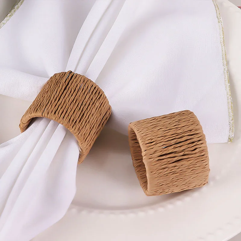 Minimalist Handwoven Rush Grass Napkin Rings: Artisanal Woven Gourd Grass Napkin Holders