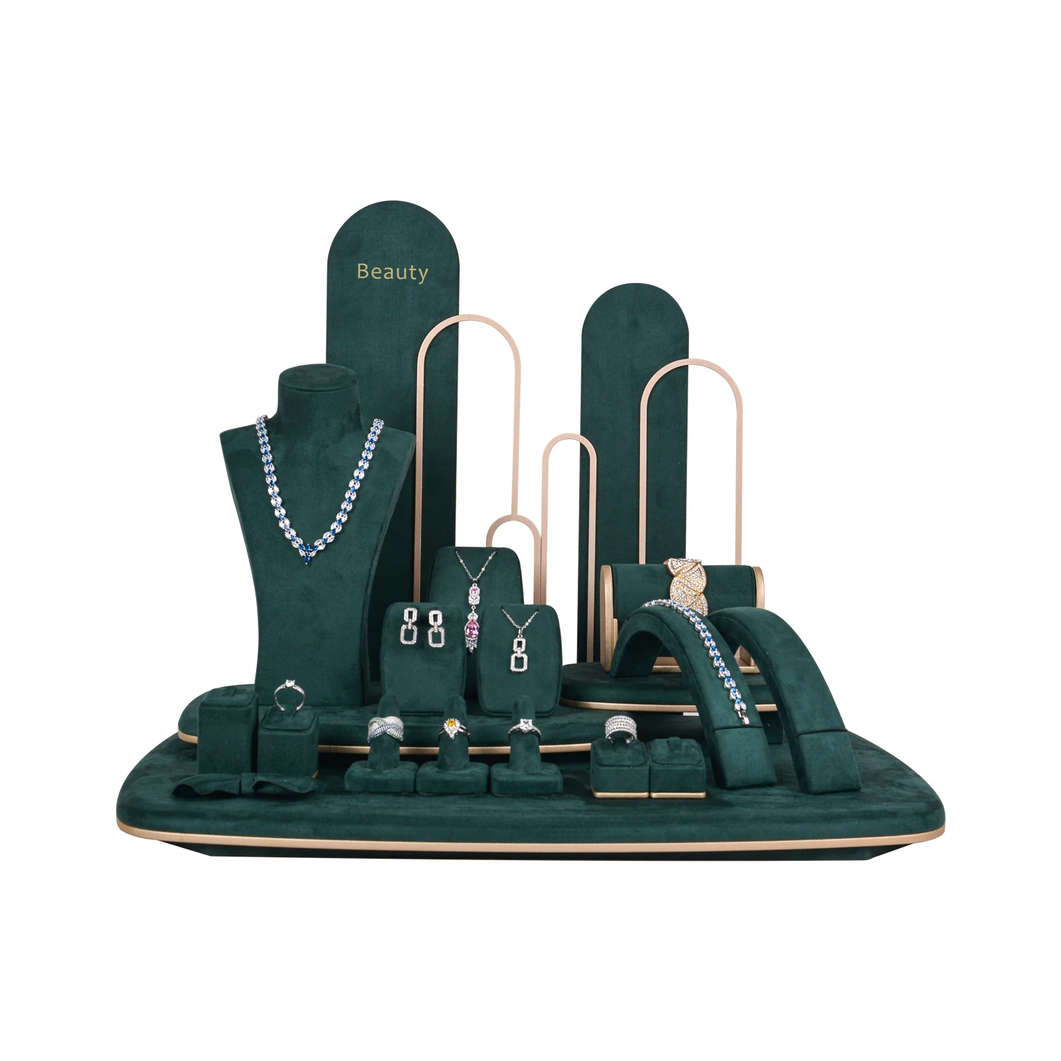 Wholesale Custom Microfiber Jewellery Holder Ring Earring Bracelet Necklace Jewelry Display Stand Showcase