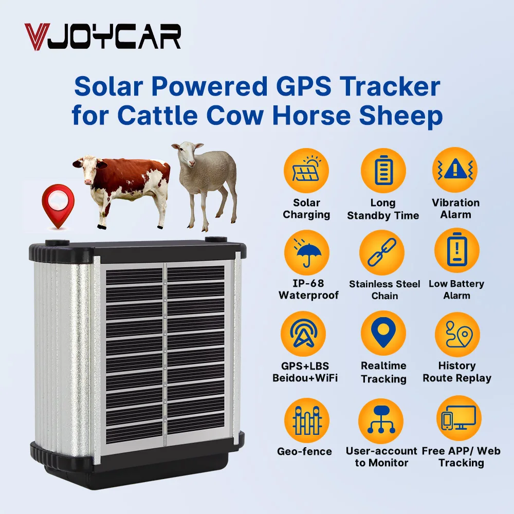 Solar Gps Tracking Device VJOY 4G Nb ioT Remove Alarm Cow Gps Tracker with Solar Panel Auto Charger Animal Location Tracking