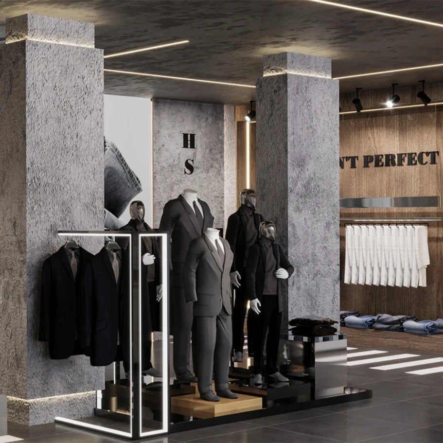 Retail Wooden Clothing Boutique Store Furniture Custom Commercial Womenswear Shop Fixtures Floor Stand