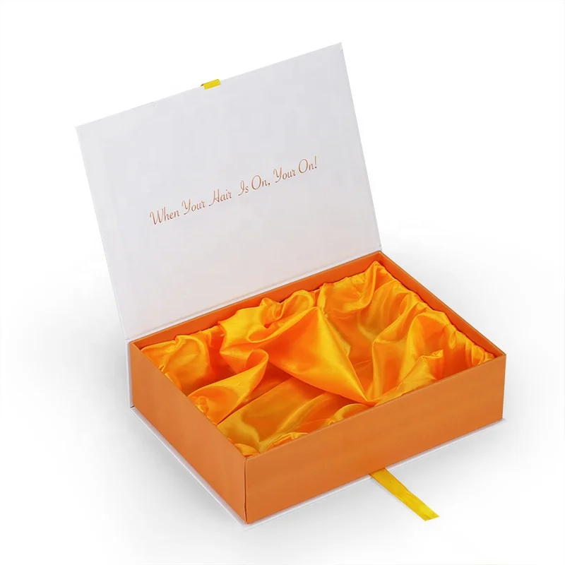 Hair Bundles Packaging Box Extension Bags with Satin Human Weave Hair Gift Storage Box with Ribbon Closure for Wig Accessories