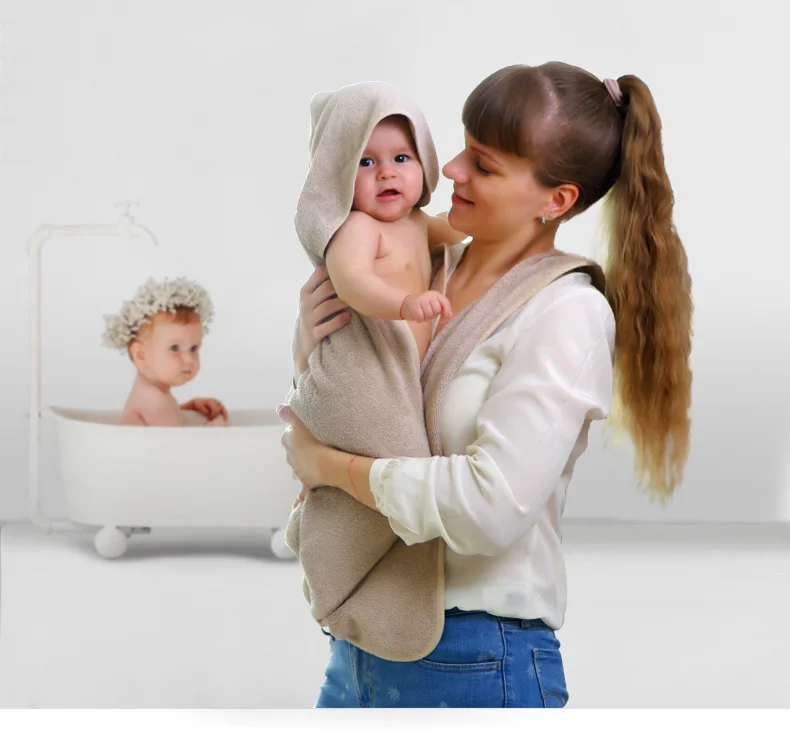 Combed Cotton Warm Printed Baby Bath Towel Reactive Dyed Baby Fleece Printed Cape, Apron-style Baby Sling