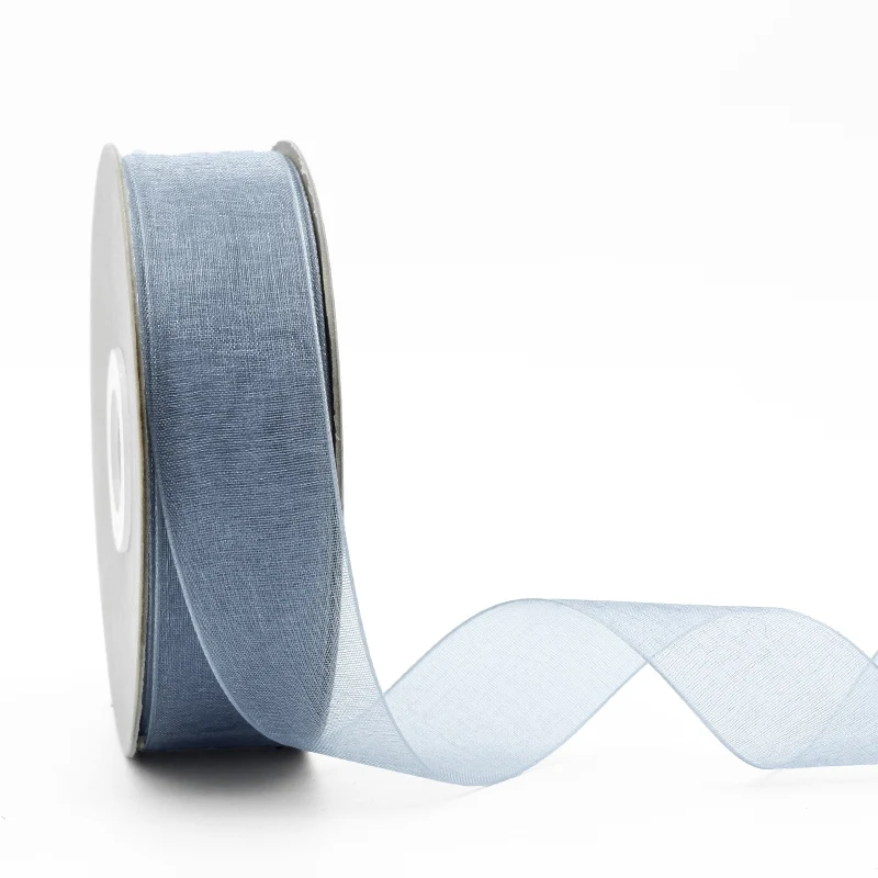 Present packaging polyester solid color 2.5cm luster organza ribbon gauze