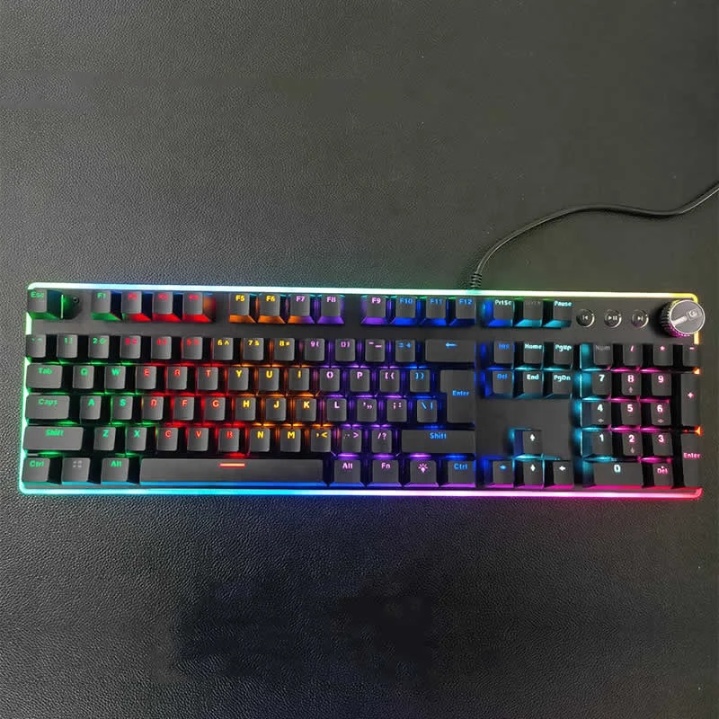 Новая Проводная USB игровая механическая клавиатура YH908 ABS пластик/алюминиевый сплав Материал крышки 104 клавиш с 19 видами светодиодной подсветки
