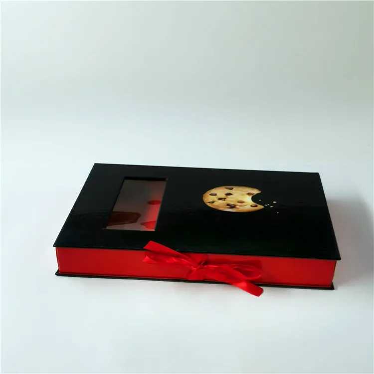 
Eco Friendly Custom Printing Logo Cake Cookie Packaging Paper Boxes with Window and Ribbon 