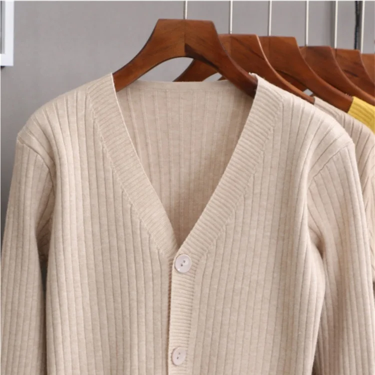  Женский свитер кардиган с V-образным вырезом вязаный Топ