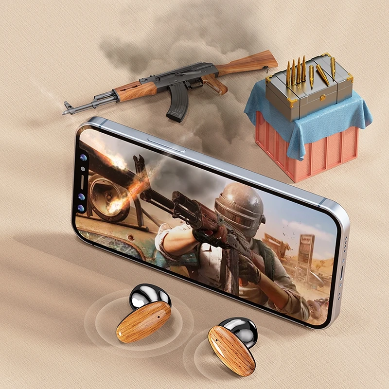 New Fashion M35 Tws Earbuds 9d Hifi Stereo Wood Design Waterproof In Ear Headphone 5.2 Low Latency Game Wireless Earphones