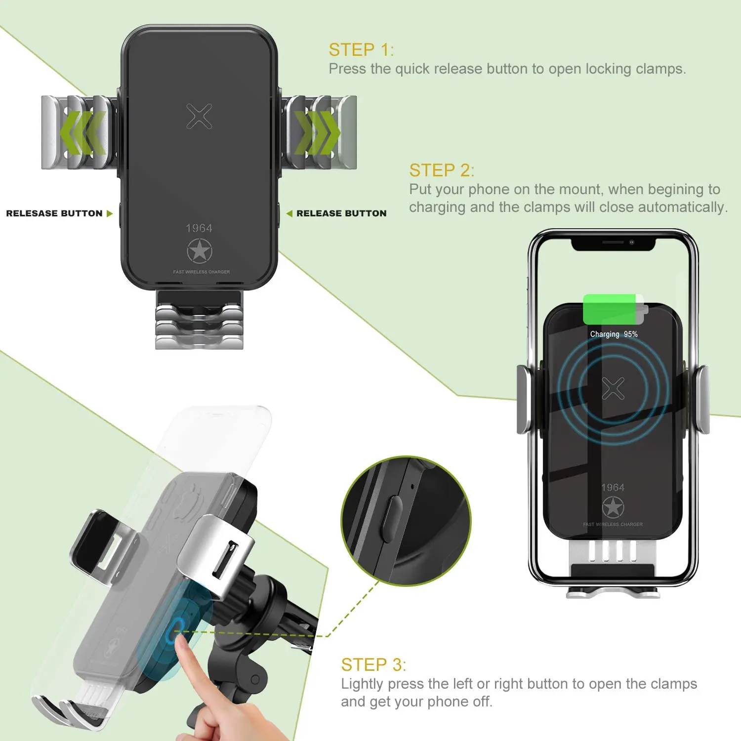 Most Sell Products 15W Automatic Telephone Holder Car Mobile Phone Holders with Wireless Charging