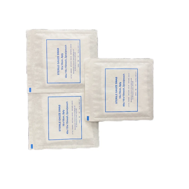 China Factory Directly Customized Sterile Gauze Swabs 10*10cm 8ply 2pcs/pouch Medical Gauze Pads With CE Certificate