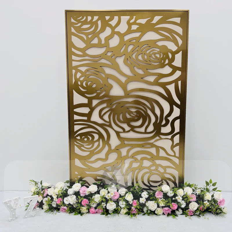 Modern Classic Metal Rose Backdrop for Wedding Stages for Outdoor and Hotel Events
