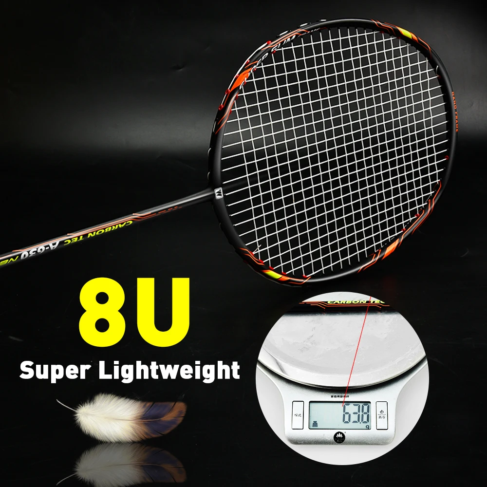  Новый материал запуска продукта Новое поступление свист высокий модуль графита 8U 65-69 г гибкий вал изготовленный на заказ ракетки для бадминтона