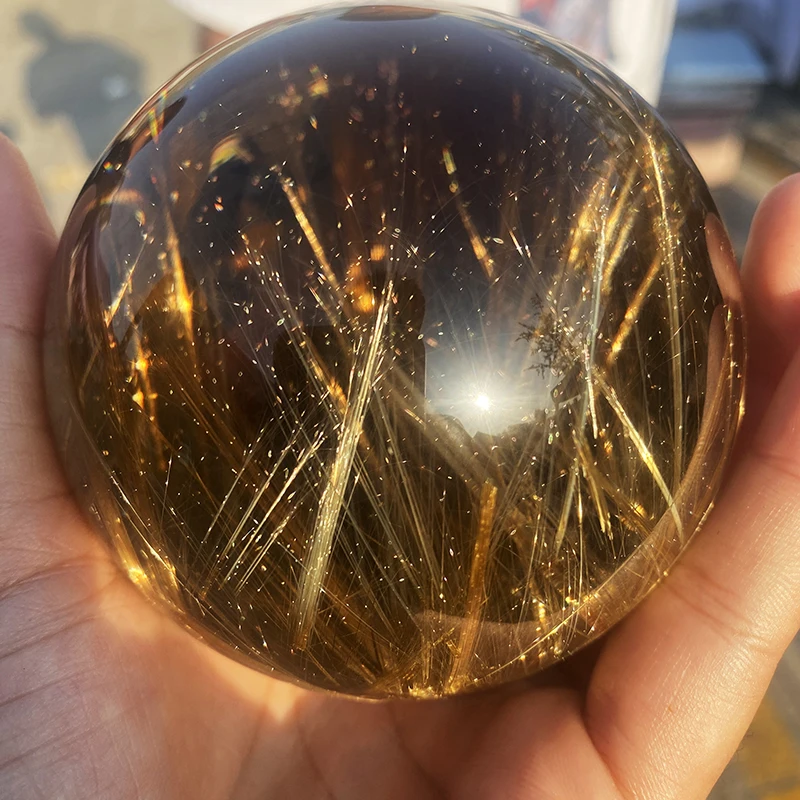 wholesale natural high quality crystal ball polishing Rutilated Quartz crystal spheres for feng shui Decoration