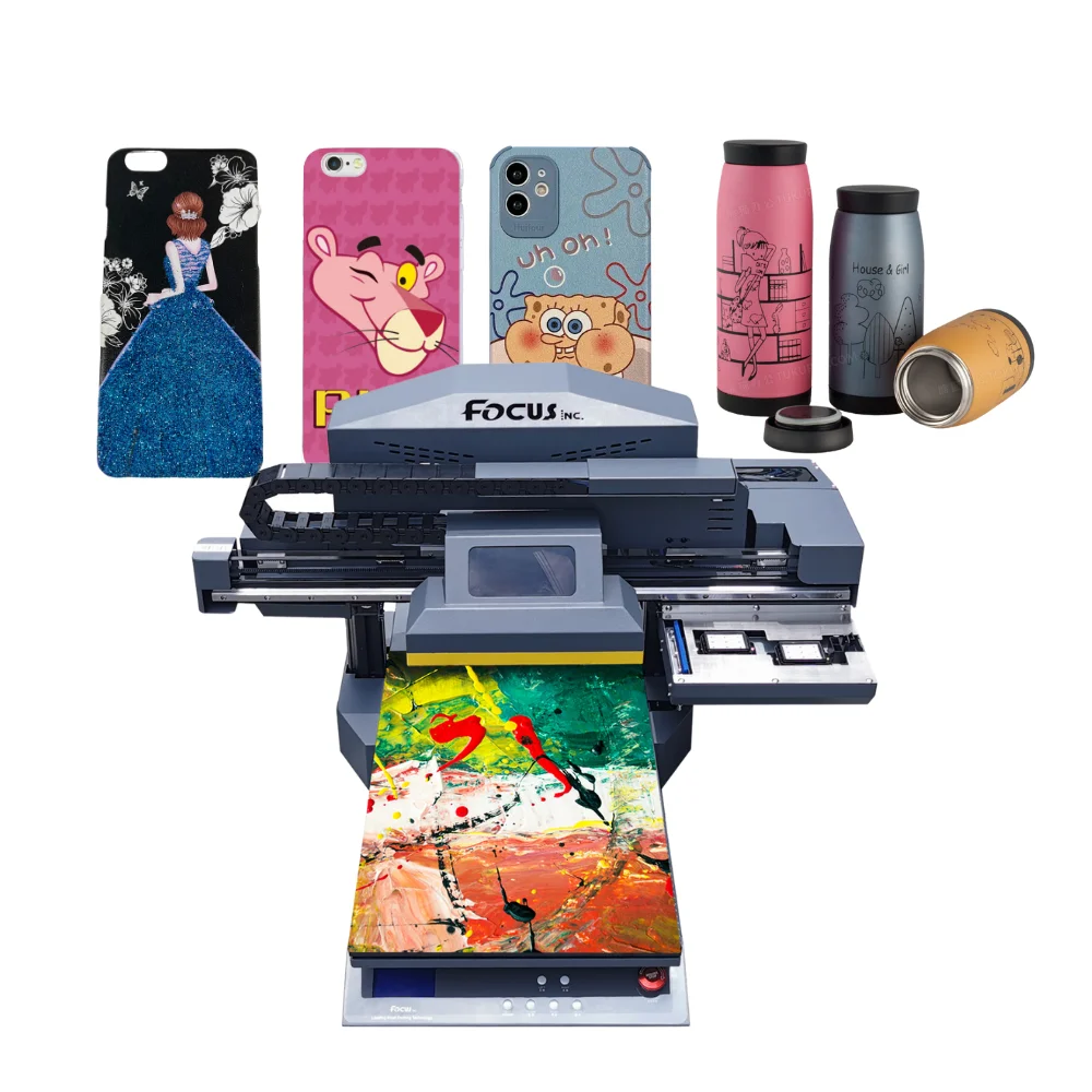 Focus A3 Size Digital UV Printer Used for Print Phone Cases Lighters Glass Cip Tiles Balls Paper and