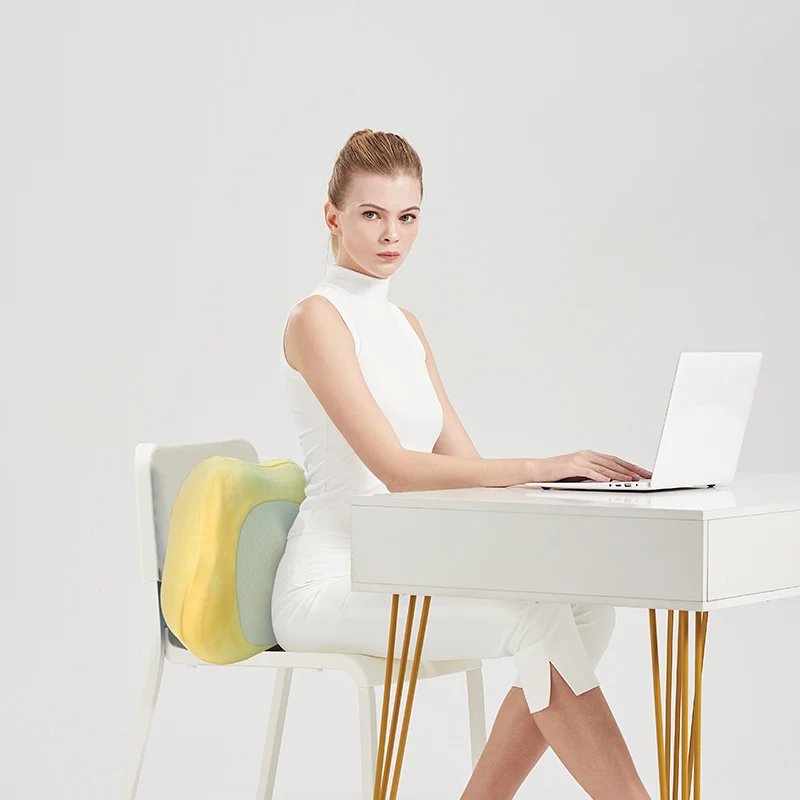 Hi5 Bubble Factory High-quality 4D New Memory Foam Neck Back Massage Pillow Rechargeable Electric Lumbar Massager with Heat