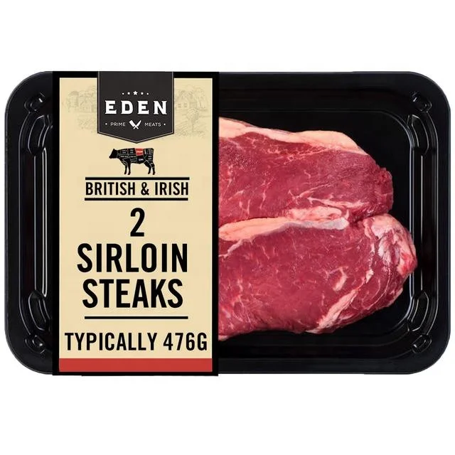 Custom Printing Paper Packaging Sleeve For Supermarket Retail Sales Frozen Pork Beef Meat Tray