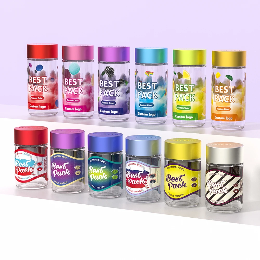 5 Pack Custom Childproof Jeeter Customized Label Sticker Pre Roll Packaging 40ml 3.5g Child Resistant Glass Bottle Jars