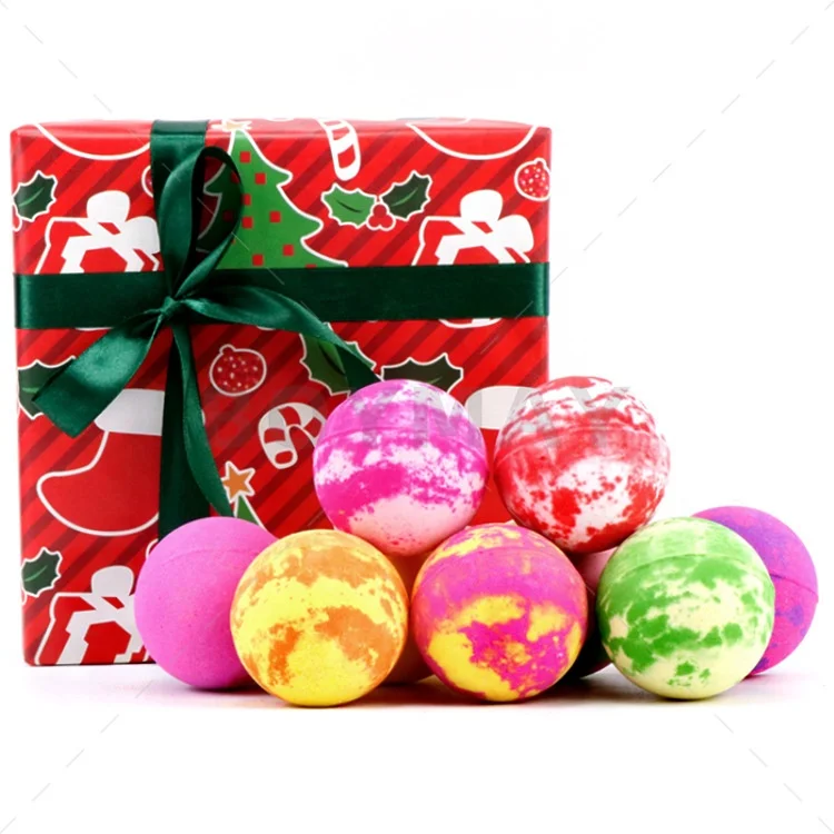 Customized christmas 9pcs colorful fizzy organic CBD bubble bath bombs gift set