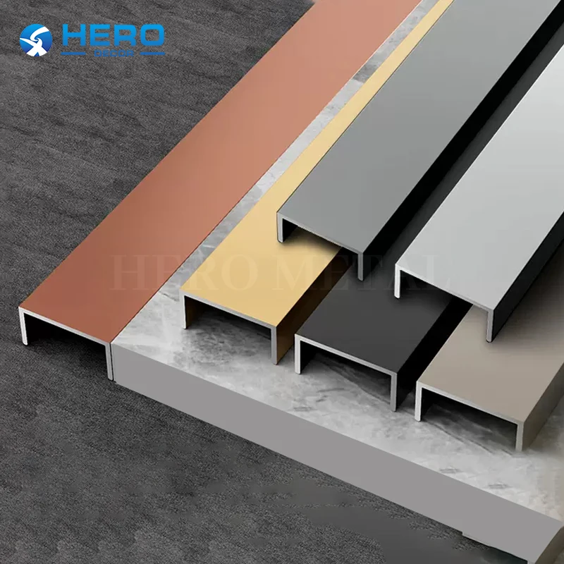Modern Style Corner Edge Hero Metal Trim Aluminium Alloy Profile Ceramic Decorative Strip U Shape Edging Trim