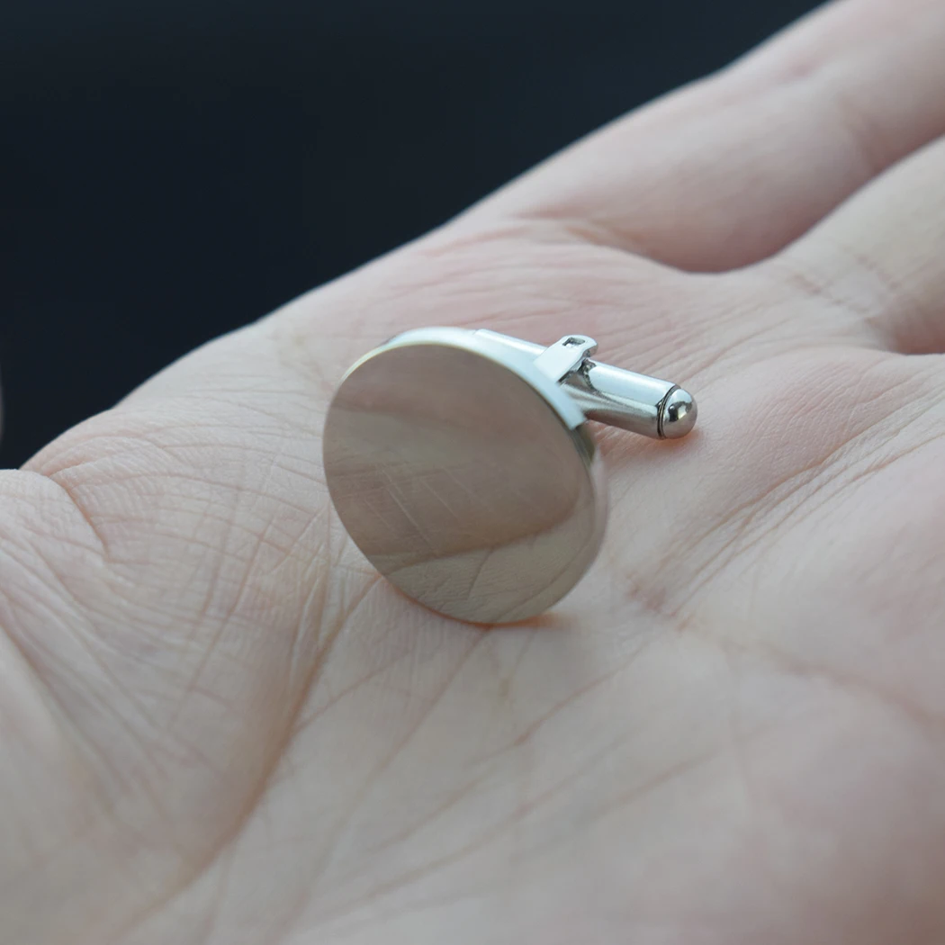 Mirror Steel Titanium Engraved Cuff Links  High Quality Round Oval Rectangle Blank Stainless Steel Cufflinks Men Jewelry Making