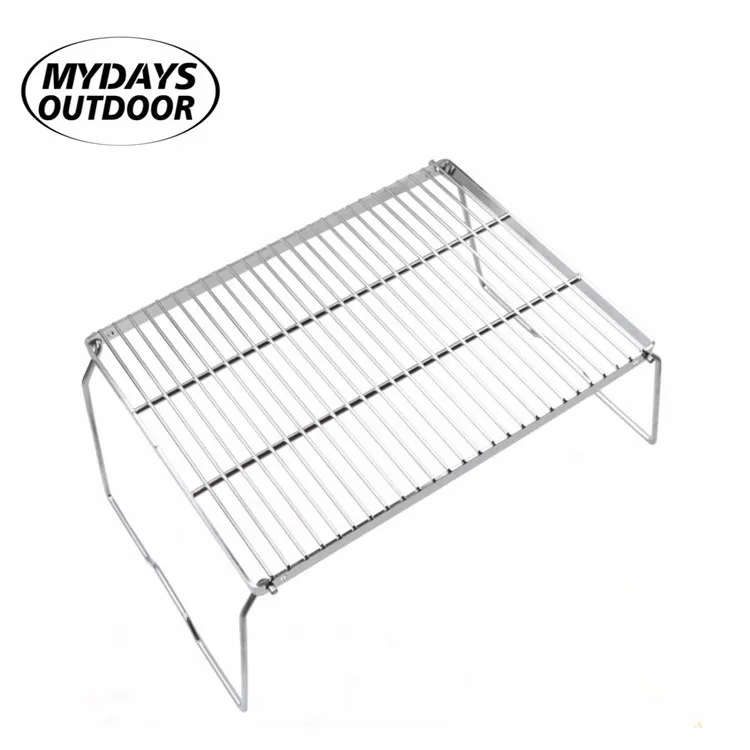 Portable Upgrade Big Size Heavy Duty 304 Stainless Steel Grate Folding Campfire Grill with Carrying Bag