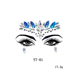 Rave Party Crystal Stones Chest Eye Tattoo Sticker Face Body Jewels Temporary Face Rhinestone Stickers