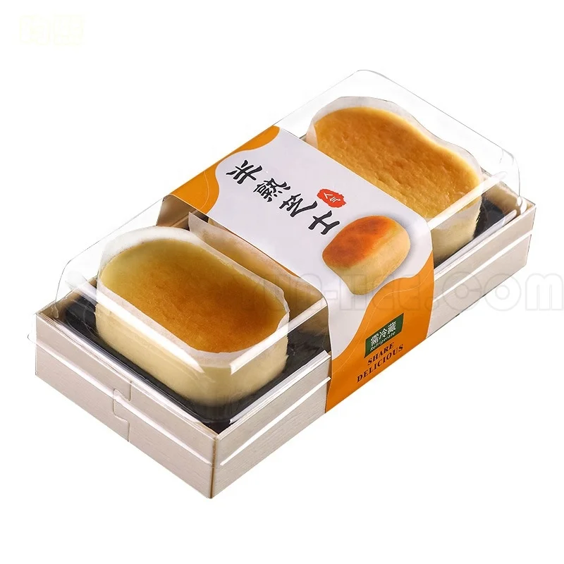 
Disposable Biodegradable Wood Box with Lid for Cake Cheese Macarons Sandwich Doughnut 