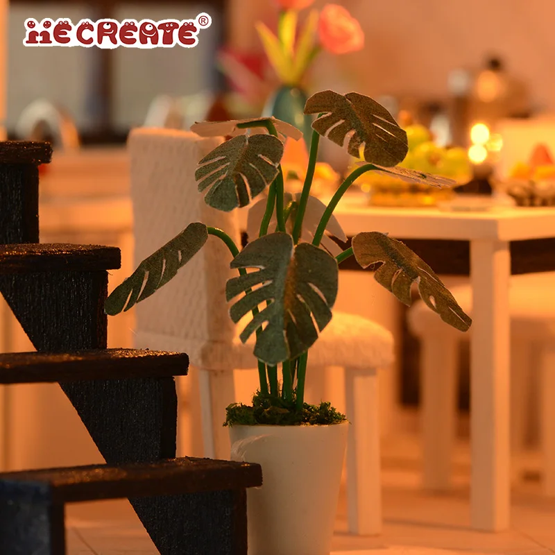 IIECREATE Handmade Furniture House Toys  K-036 Florence 3D Wooden Puzzle DIY Educational  Miniature Doll House With Light