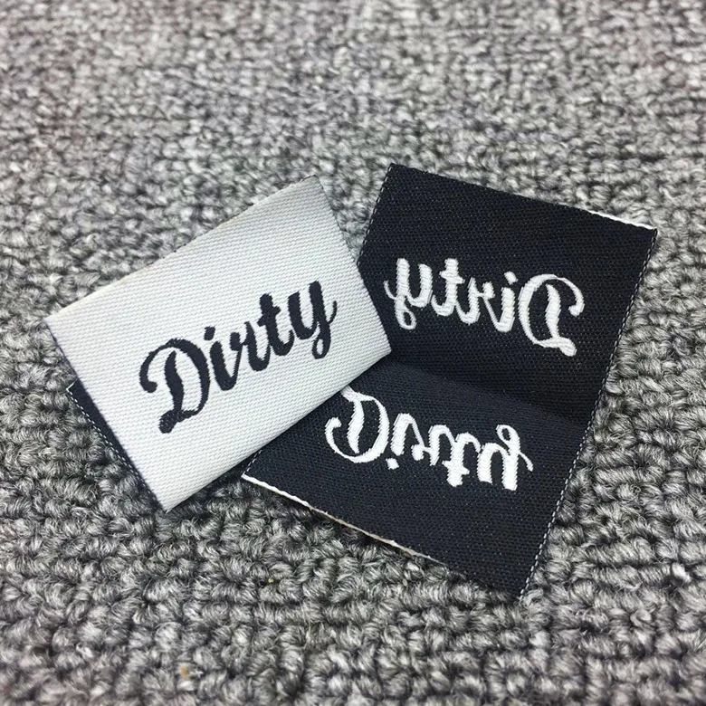High Quality Custom Clothing Labels  Double Folded Collar Private Label Clothes Center Fold Side Woven Label For Clothing