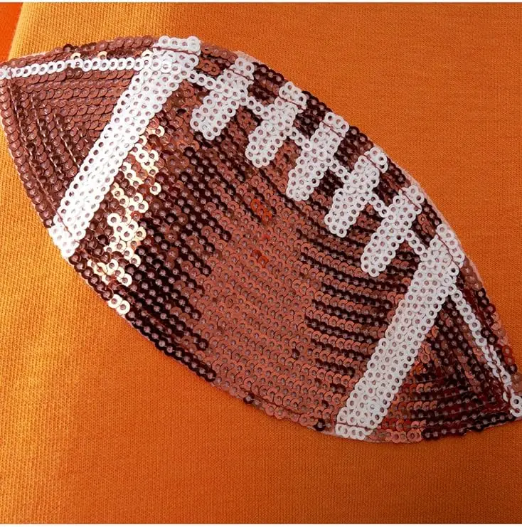 Custom Womens Football Sequin Embroidery Loose Fit Sweatshirt Casual Crewneck Pullover Long Sleeve Gameday Tops