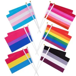 Rainbow Hand Flag LGBT Gay Pride  Polyester Printed Bisexual Tansgender Pansexual Flags And Banners With Flag Poles