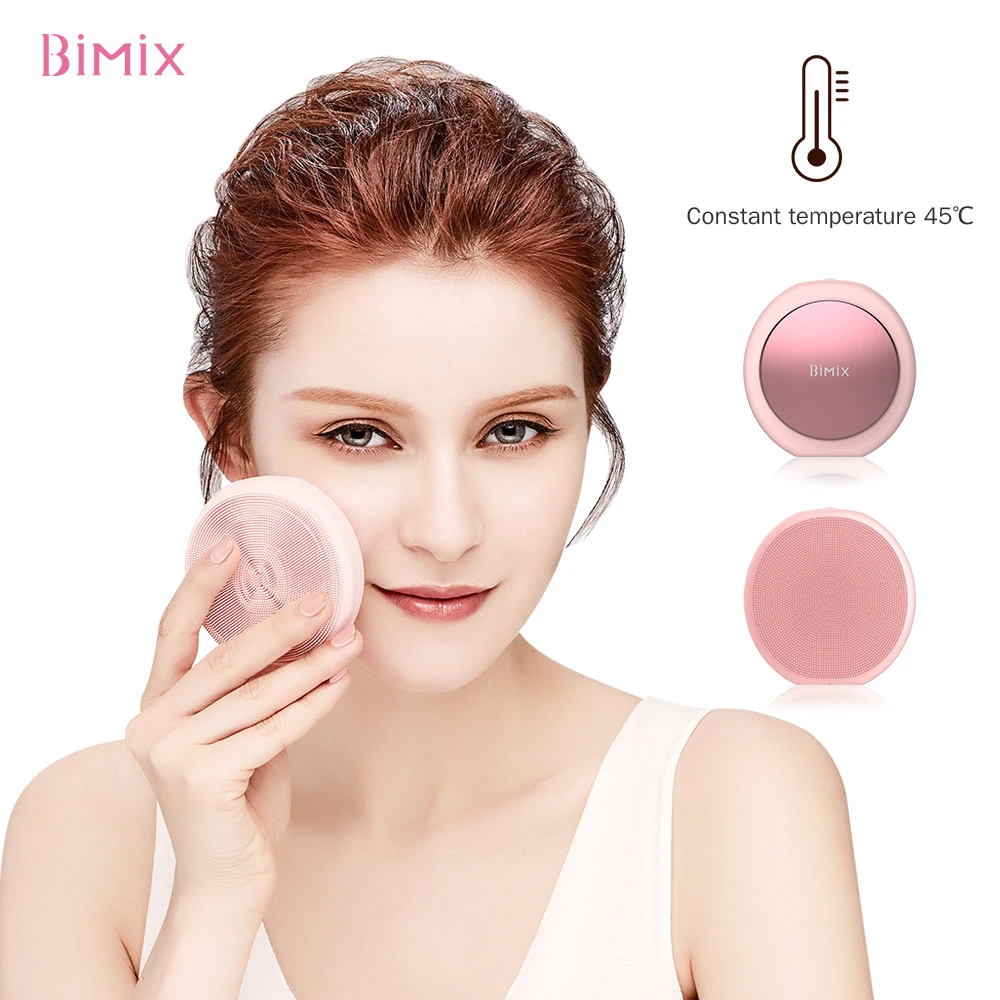 BIMIX Facial Cleansing Instrument Face Washing Brush Ultrasonic Vibration Massage Facial Pore Cleaner silicone Beauty Tool