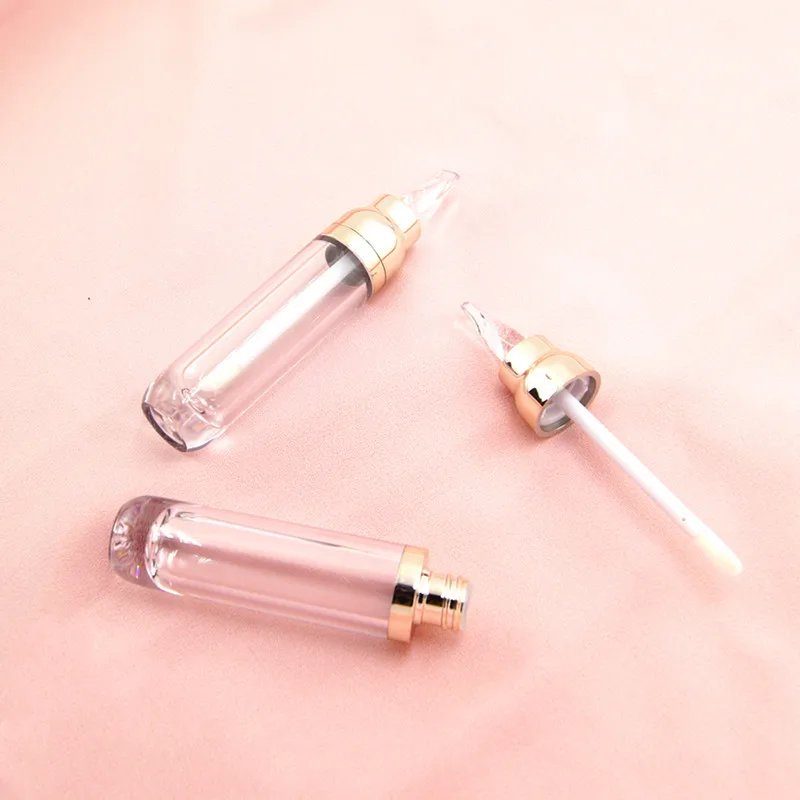2022 new luxury pink white sheepskin lip stick case empty rhinestone glitter lipstick container lipgloss packaging tube for lady