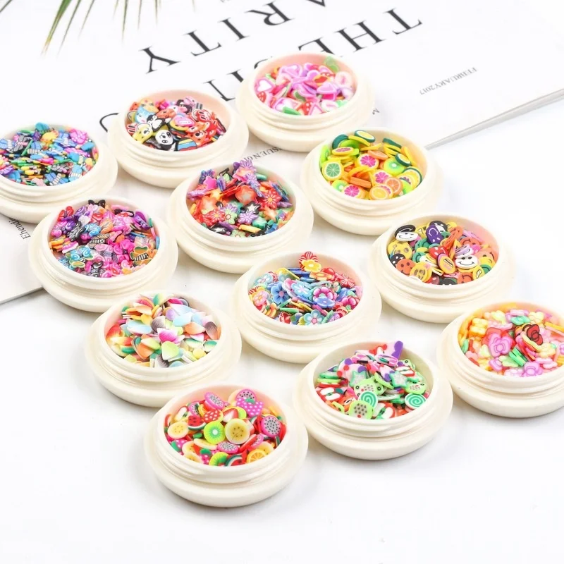 1 Box Flowers Fruit Canes Stick Polymer Clay 3D Decoration for Nail Sticker Tips Slices DIY design