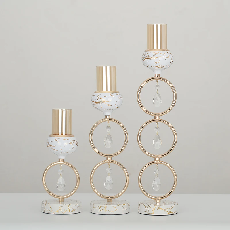 2021 Заводская поставка, домашний декор, роскошный мраморный узор, дизайнерский подсвечник из розового золота с хрустальным кулоном
