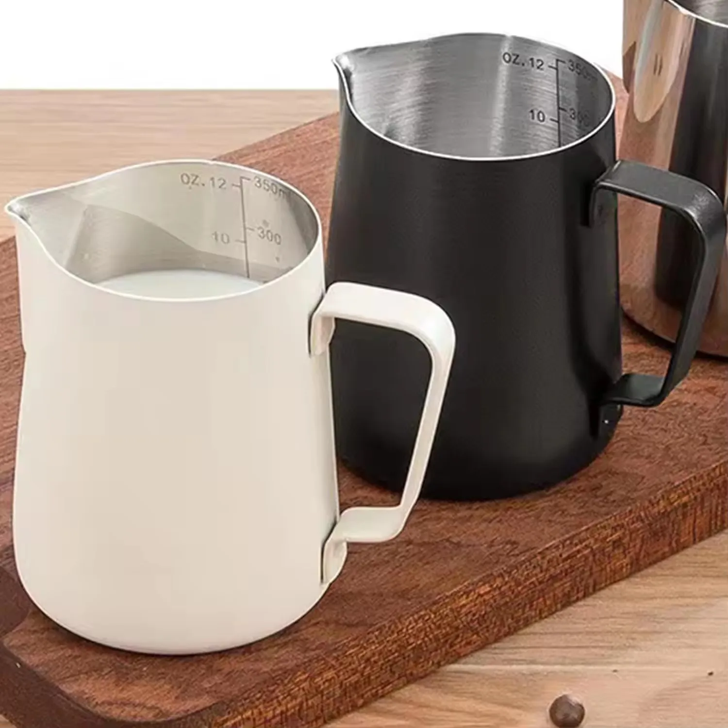 Custom Logo Espresso Stainless Steel Steaming Pitchers Tea Coffee Accessories Internal Scale Measurements Quality Milk Cup