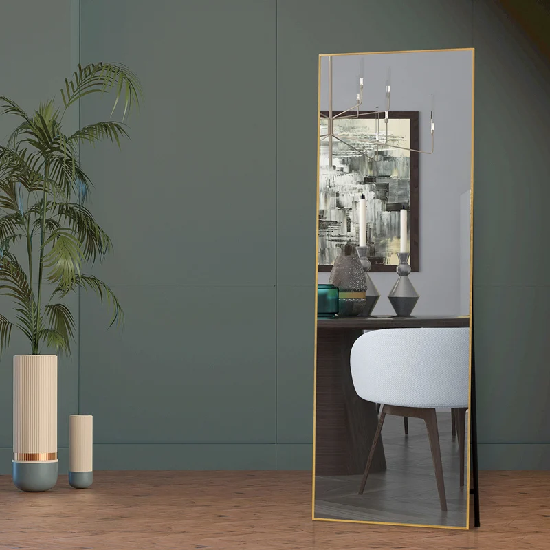 Decor Rounded Aluminum Alloy Frame Mirror Customized Modern Metal Framed Mirror Fashion Mirror Floor Dressing