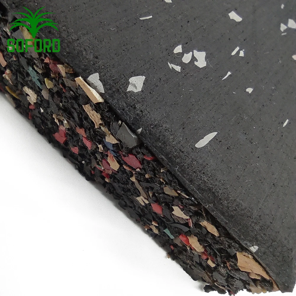 20mm Recycled Gym Rubber Floor Mat Environmental Friendly EPDM Fleck Rubber Floor Tiles for Gym Rubber Mat