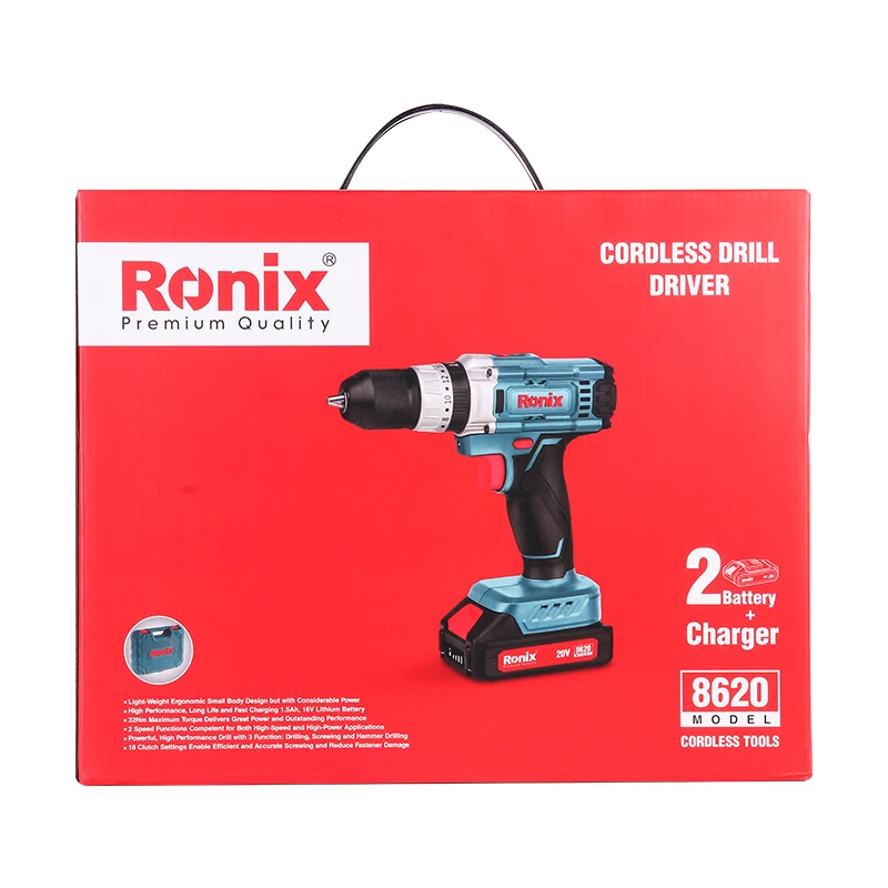 Беспроводная электрическая Ударная дрель Ronix Model 8620 2 шт. литиевые аккумуляторы быстрая зарядка 20 в