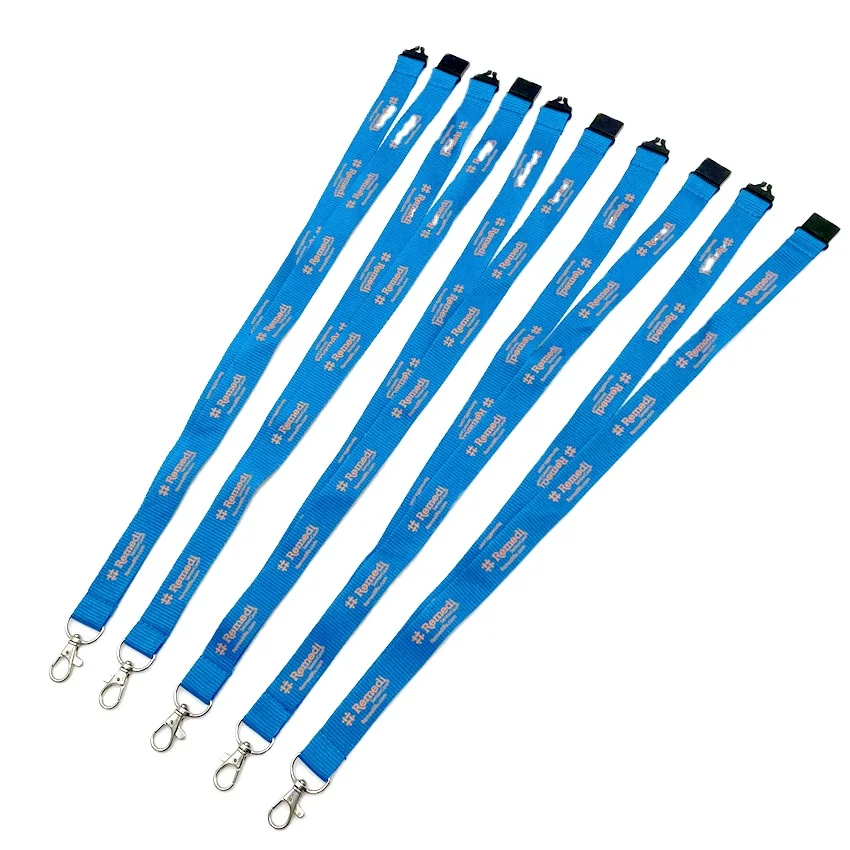 High quality personalized custom polyester silkscreen logo woven embroidered lanyard with keyring