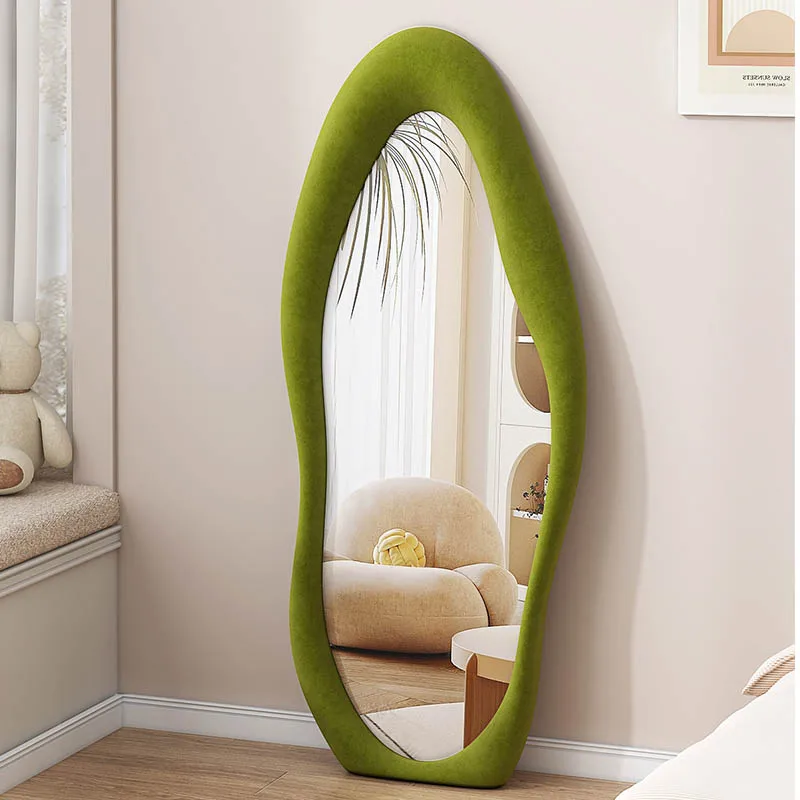 Custom home decor wall decor New design modern irregular wavy flannel mirror full length long dressing stand floor mirror miroir