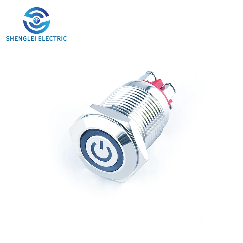 SHENGLEI 16mm push button switches four corner screw foot with lamp