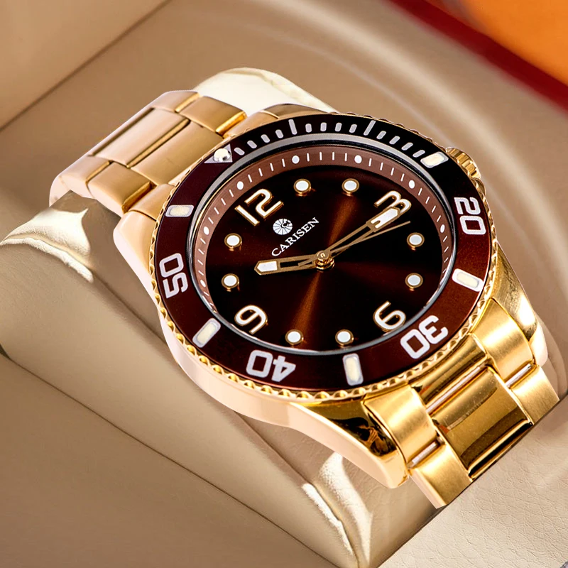 Top Branded Unique Chronograph Quartz Mens Watches Waterproof Golden Stainless Steel Male Clock Sport Men Wrist Watch